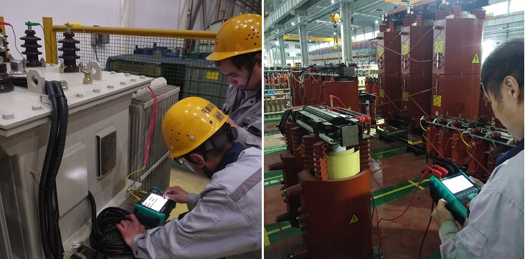engineers are testing new and old transformers